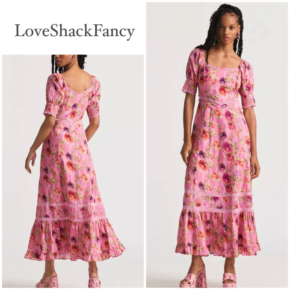 loveshackfancy ~ Mariata Floral Lace Trim Maxi Dress